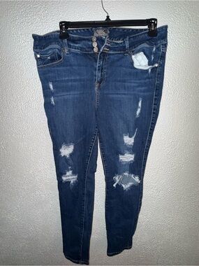 torrid Distressed Skinny Jeans - Dark Blue